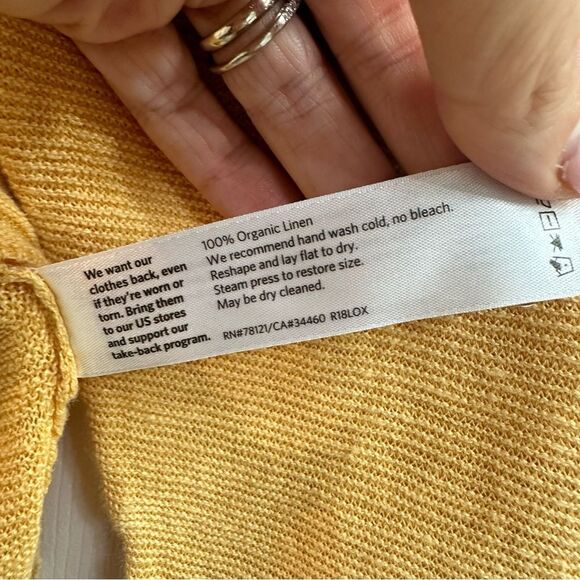 Eileen Fisher Sweater Round Neck Yellow Orange Organic Linen size small - Picture 6 of 8